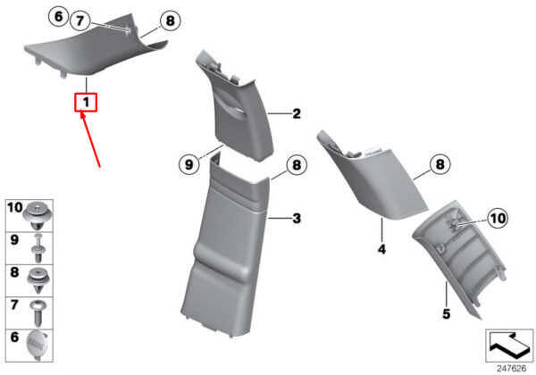 51439804667 - MINI COUNTRYMAN R60 LEFT PILLAR A COVER 9804667 51439804667 NEW GENUINE