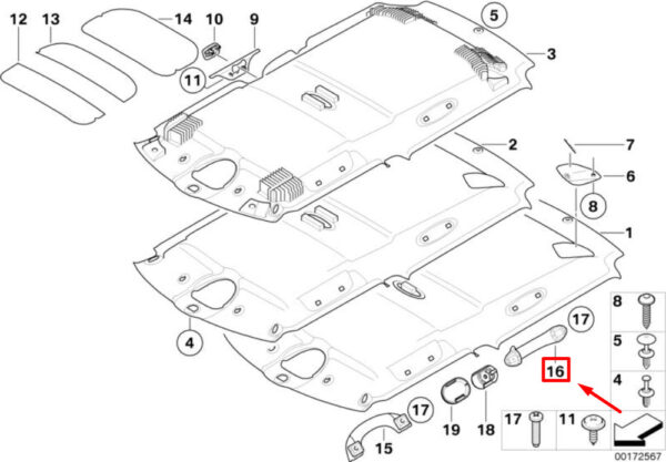 51442753141 - MINI COOPER R56 Left Rear Roof Mount Handle 51442753141 NEW GENUINE