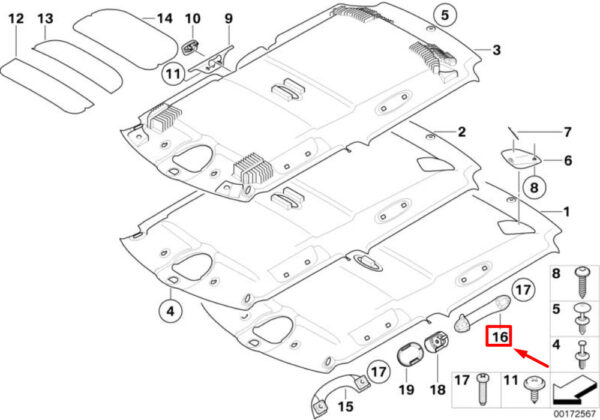 51442753142 - MINI COOPER R56 Rear Roof Sky Handle Holder 51442753142 2753142 NEW GENUINE