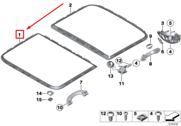 51442753146 - NEW MINI R55 R56 R60 SUNROOF ROOF SLIP TITLE FRONT TRIM 2753146 GENUINE