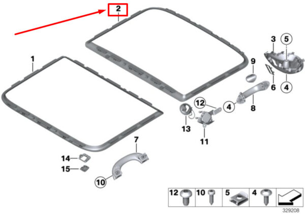 51442753148 - NEW MINI R55 R56 R60 SUNROOF ROOFLINE HEADLINING REAR TRIM 2752544