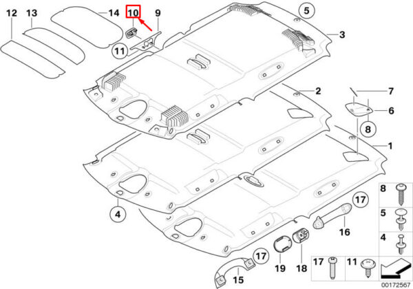 51442757520 - MINI R55 Door Lock Strike Plate Cover Rear Right Upper 51442757520 NEW