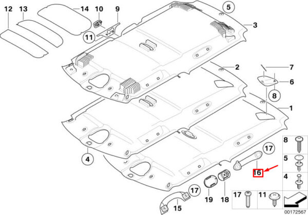 51447266526 - MINI CLUBMAN R55 REAR RIGHT GRAB BAR 7266526 51447266526 NEW GENUINE