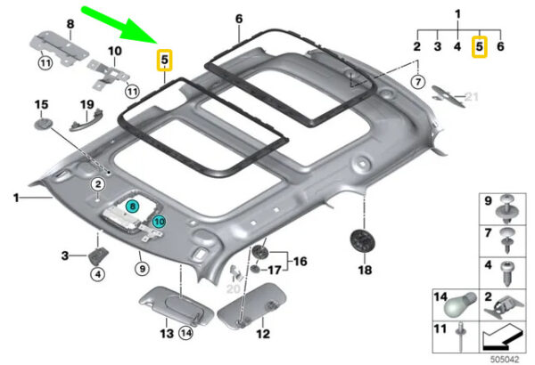 51447347691 - NEW MINI COOPER F56 PANORAMA GLASS ROOF FRONT FRAME 51447347691 ORIGINAL