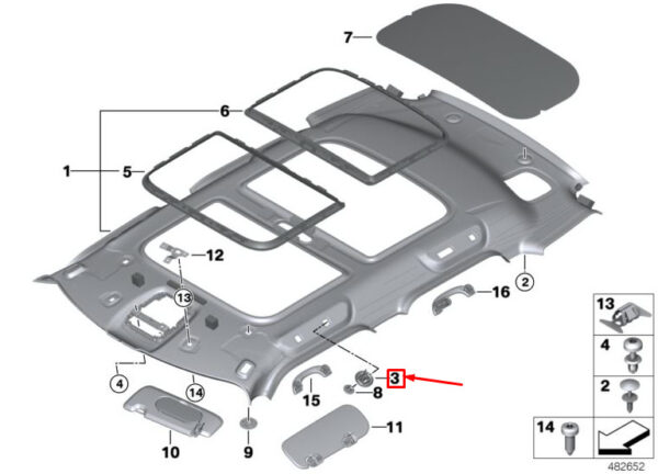 51447374906 - NEW MINI COOPER F56 HEADLINER COVER 7374906 51447374906 GENUINE