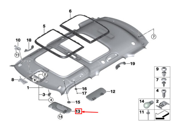 51447402943 - MINI CLUBMAN F54 LEFT SIDE SUN VISOR 7402943 51447402943 NEW GENUINE