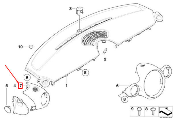 51452752798 - NEW MINI CLUBMAN R55 RIGHT DASHBOARD AIR OUTLET COVER 51452752798 ORIGINAL