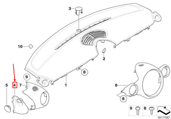 51452752906 - NEW MINI CLUBMAN R55 R55 RIGHT SIDE INSTRUMENT PANEL REPORT 51452752906