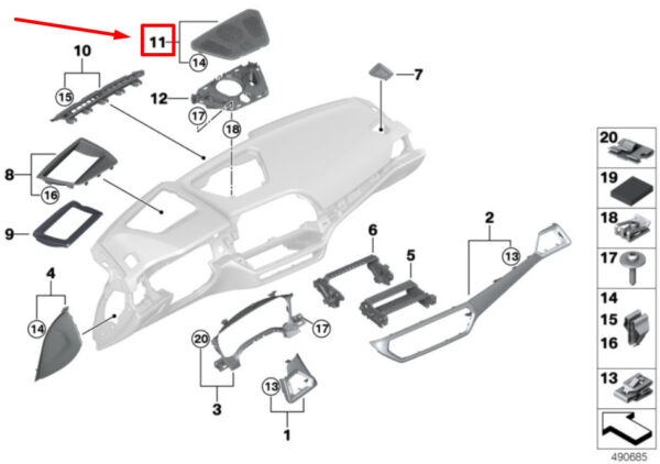 51456805541 - NEW BMW 3 G20, G28 DASHBOARD CENTER SPEAKER TRIM 6805541 51456805541