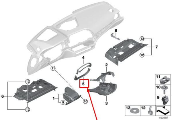51456805543 - BMW 3 G20, G28 steering column gap cover 6805543 51456805543 NEW REAL