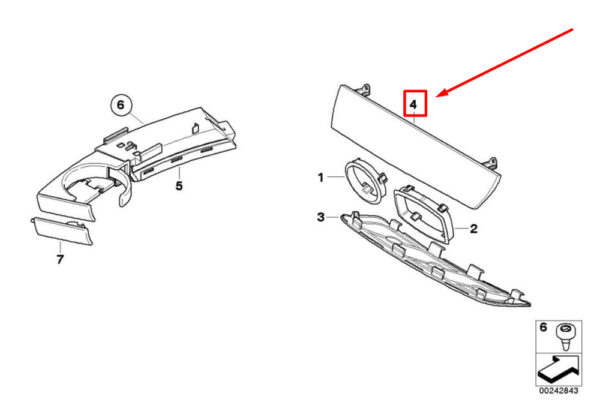 51457036384 - NEW BMW Z4 ROADSTER E85 RADIO CUT-OUT MOULDING 51457036384 7036384 ORIGINAL