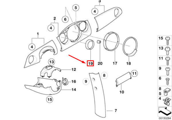 51457055727 - NEW OEM MINI CABRIO R52 DASH VENT TRIM RING 51457055727 7055727 GENUINE