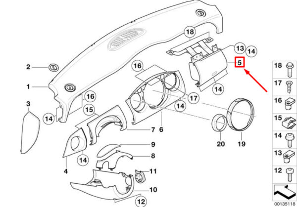 51457063247 - NEW MINI COOPER R50, R53 RIGHT STROKE TRIM COVER LHD 51457063247