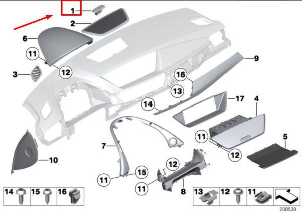 51457123748 - NEW BMW X1 E84 SOLAR SENSOR BLIND PLATE 51457123748 7123748 ORIGINAL