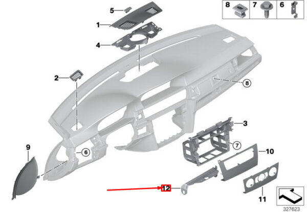 51457132821 - BMW 3 E90 Instrument Panel Holder 51457132821 7132821 NEW GENUINE