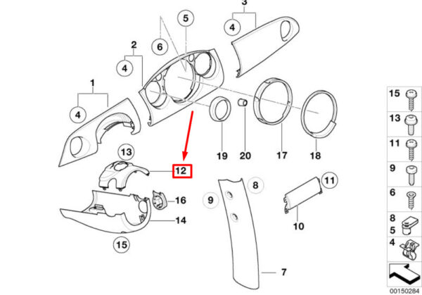 51457135354 - NEW OEM MINI CABRIO R52 UPPER STEERING COLUMN COVER 51457135354 7135354 GENUINE