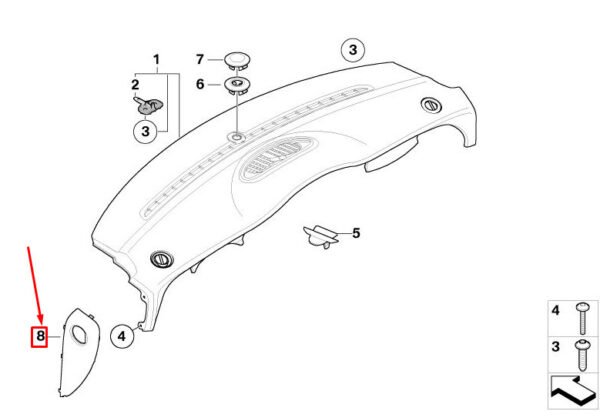 51457144592 - MINI COOPER R50, R53 Right Instrument Panel Cover 51457144592 NEW ORIGINAL