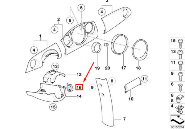 51457152690 - NEW MINI CONVERTIBLE R52 IGNITION LOCK COVER 7152690 51457152690 ORIGINAL