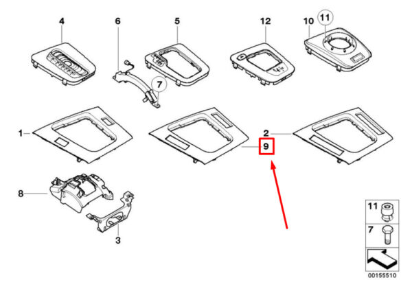 51457907051 - BMW 3 Convertible E46 Interior Trim Center Console 51457907051 7907051 NEW GENUINE