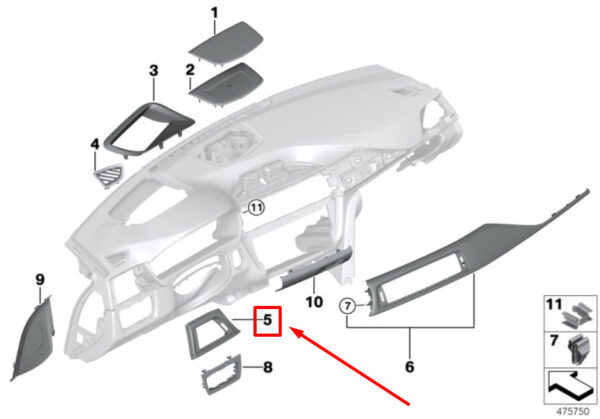 51458068607 - New BMW 3 F30,F80 Front Left Instrumental Panel Trim 51458068607 8068607