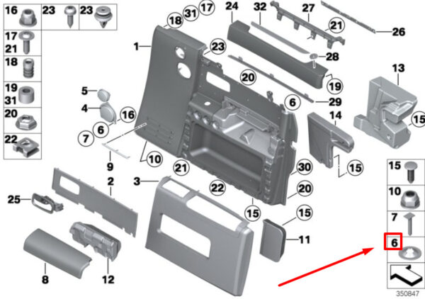 51458220836 - BMW 5 E39 dashboard strips spring nut 51458220836 8220836 NEW ORIGINAL