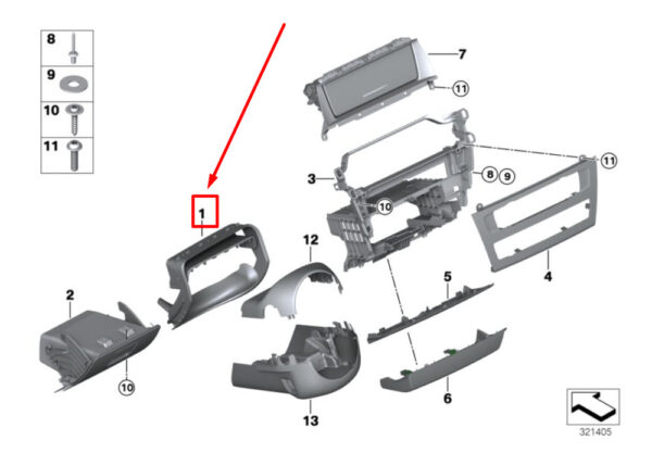 51459184121 - NEW BMW X3 F25 INTERIOR SREERING WHEEL SLOT COVER 9184121 51459184121 ORIGINAL