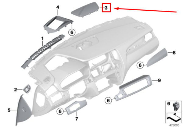 51459184150 - NEW BMW X3 F25 DSHBOARD CENTER LEACHER TRIM 9184150 51459184150 ORIGINAL