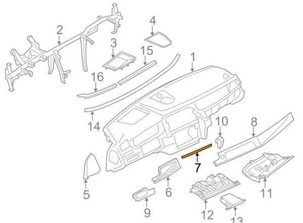 51459209785 - OEM BMW 5 F10 INTERIOR DASHBOAR CENTER STACK MOLD TRIM 51459209785 GENUINE