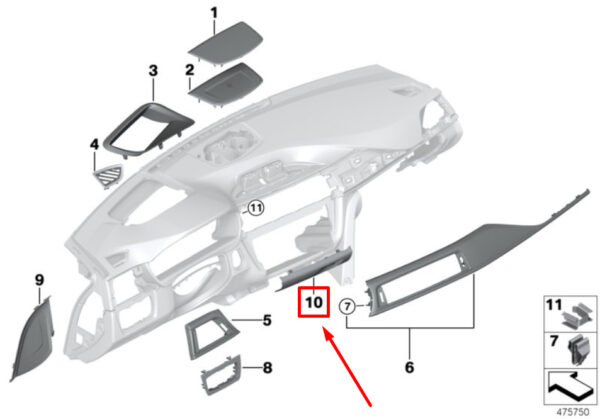 51459241179 - NEW BMW 4 GRAN COUPE F36 DASHBOARD TRIM 9241179 51459241179 ORIGINAL