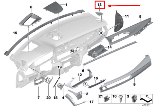 51459288034 - NEW BMW X6 F16, F86 RIGHT WINDOW DEFROSTER COVER 9288034 51459288034 ORIGINAL