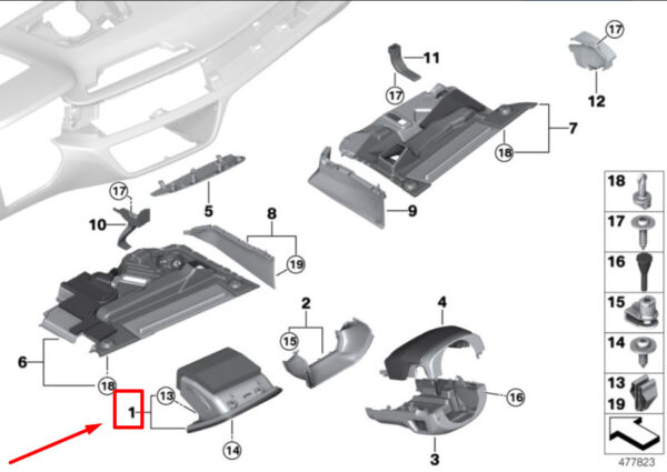 51459345350 - BMW 7 G11, G12 folding box front left 51459345350 9345350 new original