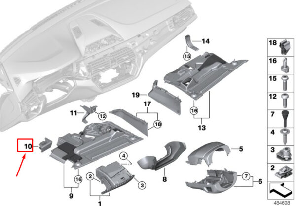 51459379065 - BMW 6 Gran Turismo G32 left footroom trim adapter 51459379065 part
