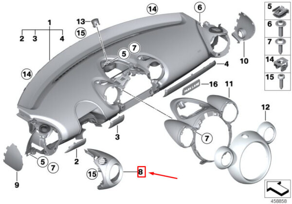 51459804587 - MINI COUNTRYMAN R60 DASHBOARD AIR OUTLET COVER 51459804587 NEW GENUINE