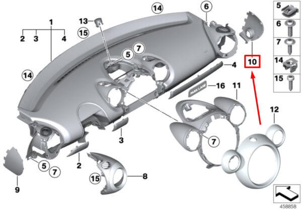 51459807543 - NEW MINI -LANDSMANN R60 LEFT DASHBOARD COVER 51459807543 9807543 GENUINE