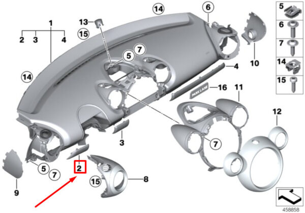 51459809554 - NEW MINI COUNTRYMAN R60 FRONT LEFT INSTR. TRIM PANEL 9809554 51459809554