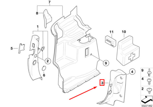 51466960330 - NEW MINI CABRIO R52 REAR RIGHT WINDOW SHELF SUPPORT 51466960330 6960330 ORIGINAL
