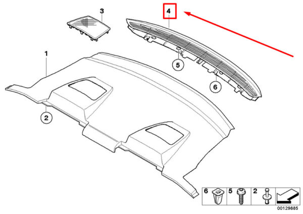 51467073739 - BMW 6 Series E63 rear window rack ventilation grille 7073739 51467073739 NEW ORIGINAL