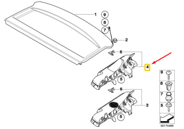 51467125685 - BMW 1 E87 rear window rack left bracket 51467125685 7125685 new original