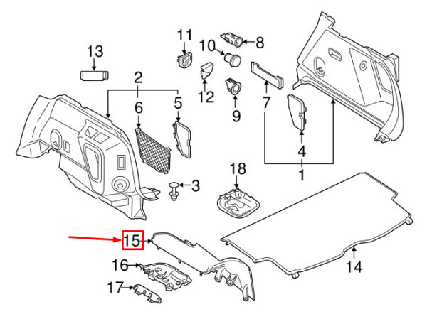 51467414401 - MINI COUNTRYMAN F60 Rear Left Window Shelf Bracket 51467414401 GENUINE