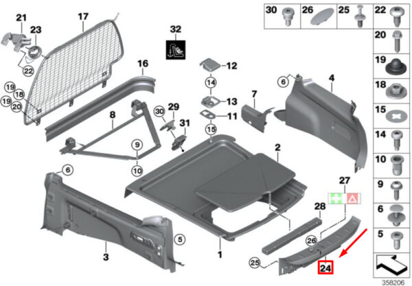51476952381 - MINI CLUBMAN R55 Trunk Load Edge Trim 51476952381 NEW GENUINE