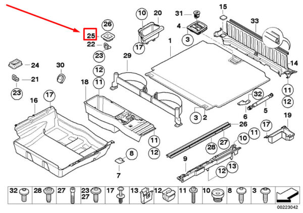 51476972989 - NEW BMW X5 E70 REAR SOCKET LOOP COVER 51476972989 6972989 ORIGINAL