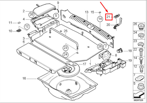 51477008052 - BMW 3 Series E46 trunk floor holder belt mount 51477008052 7008052 NEW ORIGINAL