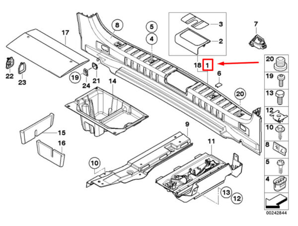 51477068908 - NEW BMW 3 TOURING E91 REAR TRUNK TRIM PANEL 51477068908 7068908 06-11 ORIGINAL