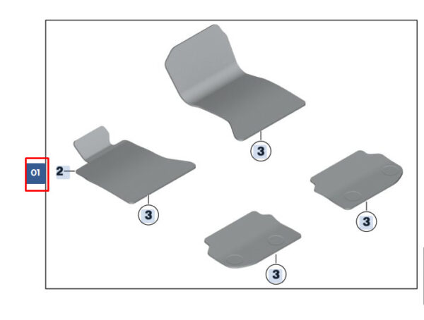 51477220455 - BMW 5 F10 Velour Floor Mat Set LHD 51477220455 7220455 NEW Genuine
