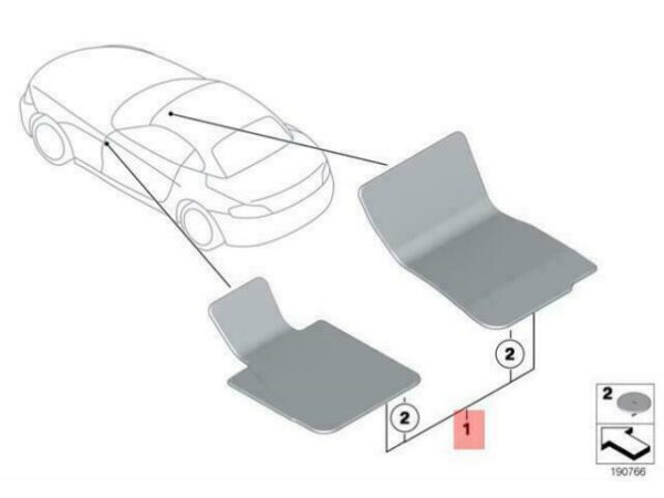 51477222158 - OEM BMW TAILORED VELOUR FLOOR MATS BLACK E89 Z4 51477222158 GENUINE NEW