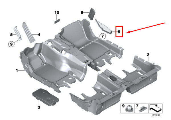 51477230918 - NEW BMW 6 GRAN COUPE F06 FLOOR COVERING FOOTWELL NET 7230918 51477230918