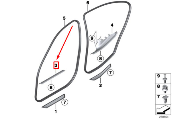 51477272603 - NEW BMW 3 F30, F80 FRONT ENTRANCE INNER COVER STRIP 7272603 51477272603 ORIGINAL