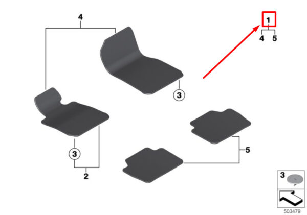 51477272647 - BMW 1 F20 Velour Floor Mat Set 7272647 51477272647 NEW Original