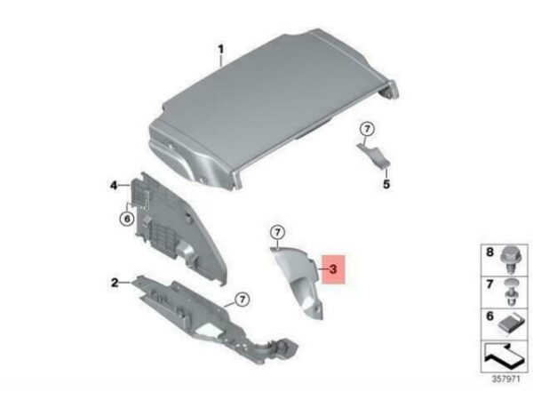 51477284168 - OEM BMW F33 F83 RIGHT RETRACTABLE TOP SUPPORT COVER M 51477284168 NEW