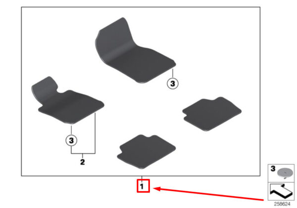 51477332079 - BMW 3 F30, F80 floor mats velour set 7332079 51477332079 new original